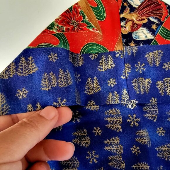 Festive vintage 80s 90s habdmade Christmas Table Runner With Santa & Angel Bell - Picture 13 of 13